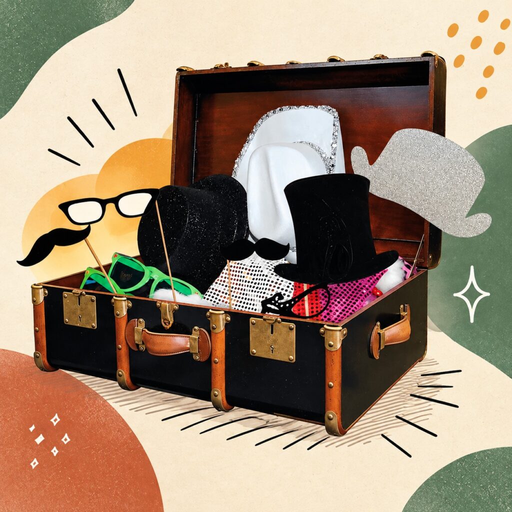 De Retrokoffer vol props voor de photobooth