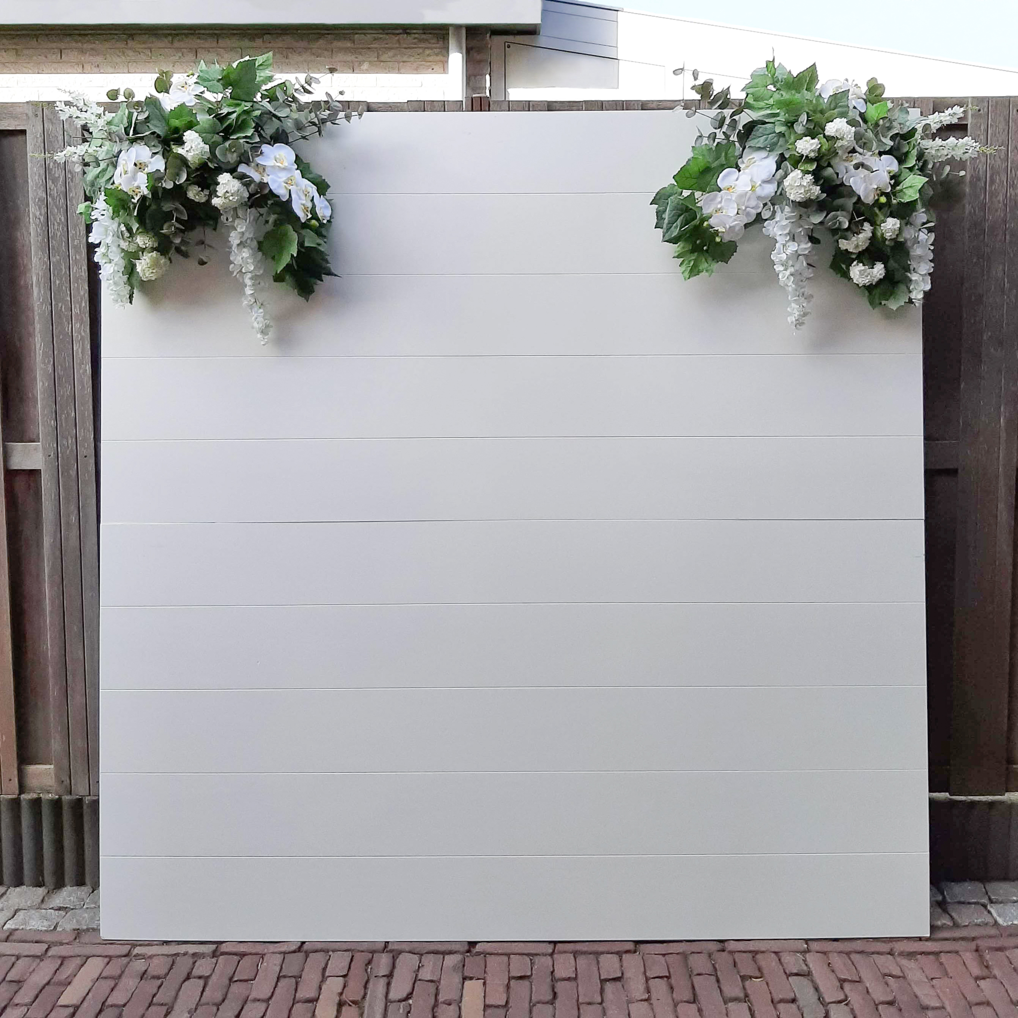 Houten backdrop met groen voor de photobooth