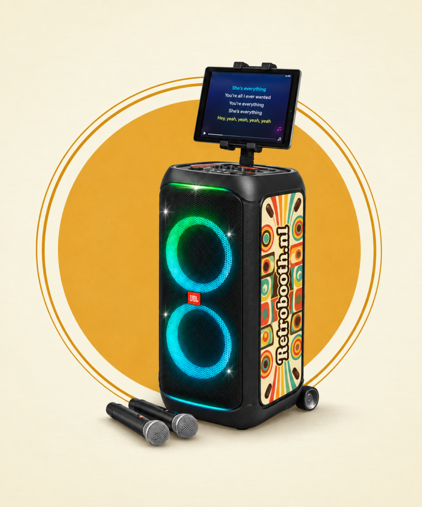 A Meezing Box karaoke set met tablet en twee microfoons